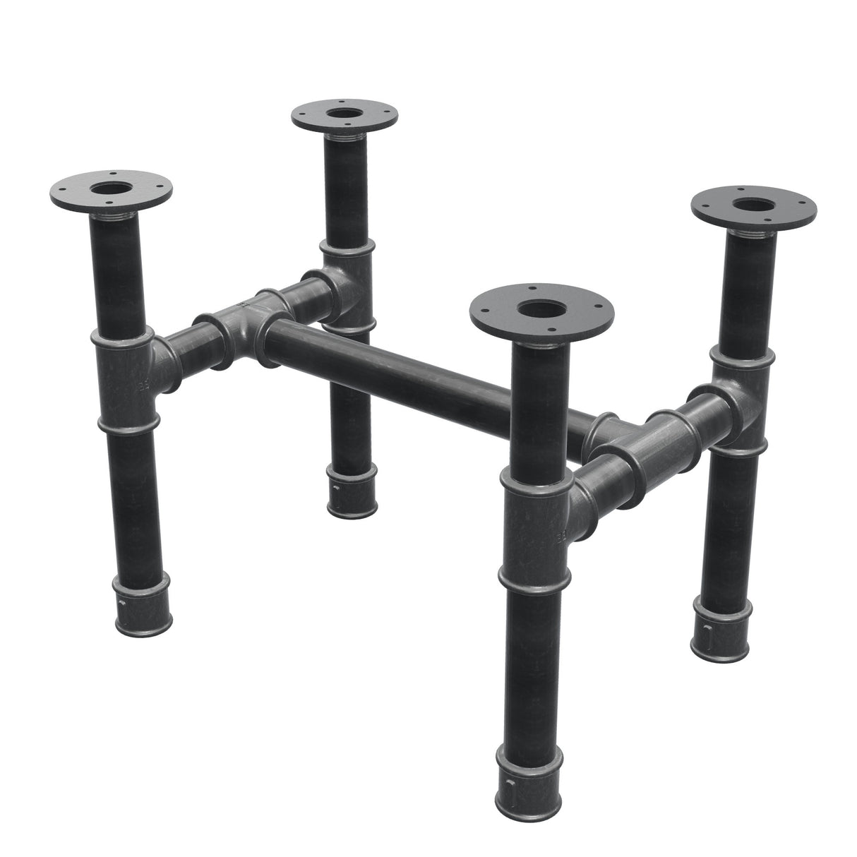 Base de mesa de centro, estructura en H, hierro fundido y acero Ø 42 mm, 56 × 41 cm, altura 44 cm