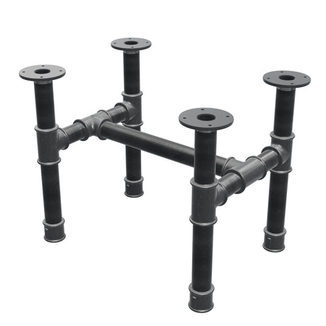 Base de mesa de centro, estructura en H, hierro fundido y acero Ø 42 mm, 56 × 41 cm, altura 44 cm