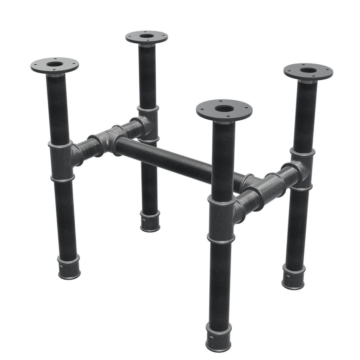 Base de mesa de centro, estructura en H, hierro fundido y acero Ø 42 mm, 56 × 41 cm, altura 54 cm