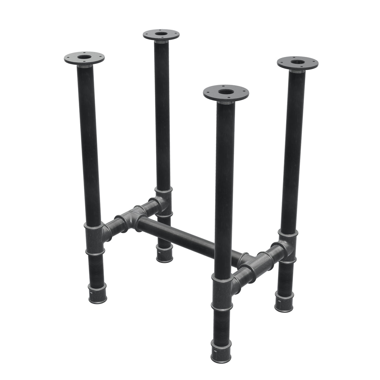 Base de mesa de comedor, estructura en H, hierro fundido y acero Ø 42 mm, 56 × 41 cm, altura 74 cm