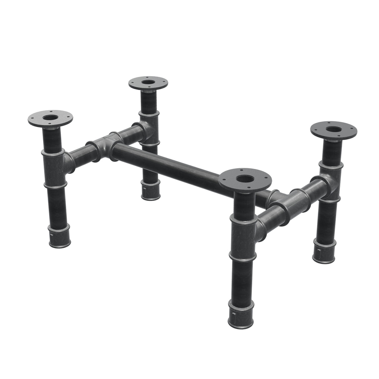 Base de mesa de centro, estructura en H, hierro fundido y acero Ø 42 mm, 66 × 45 cm, altura 34 cm