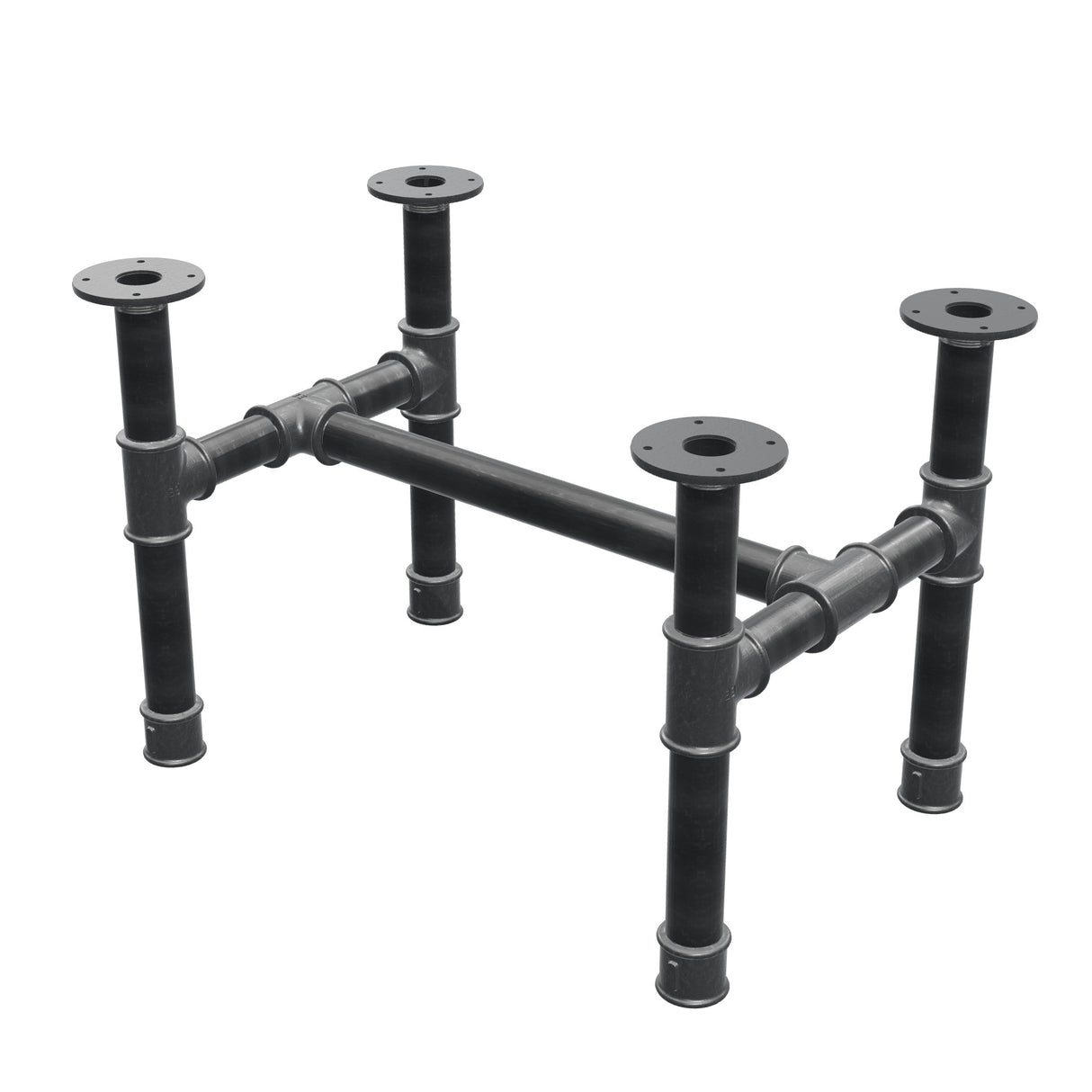 Base de mesa de centro, estructura en H, hierro fundido y acero Ø 42 mm, 66 × 45 cm, altura 44 cm