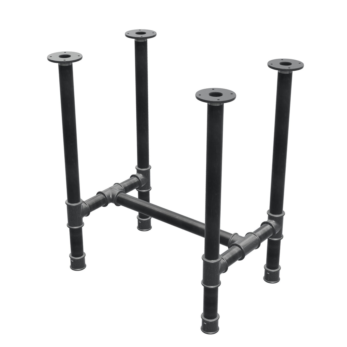 Base de mesa de comedor, estructura en H, hierro fundido y acero Ø 42 mm, 66 × 45 cm, altura 74 cm