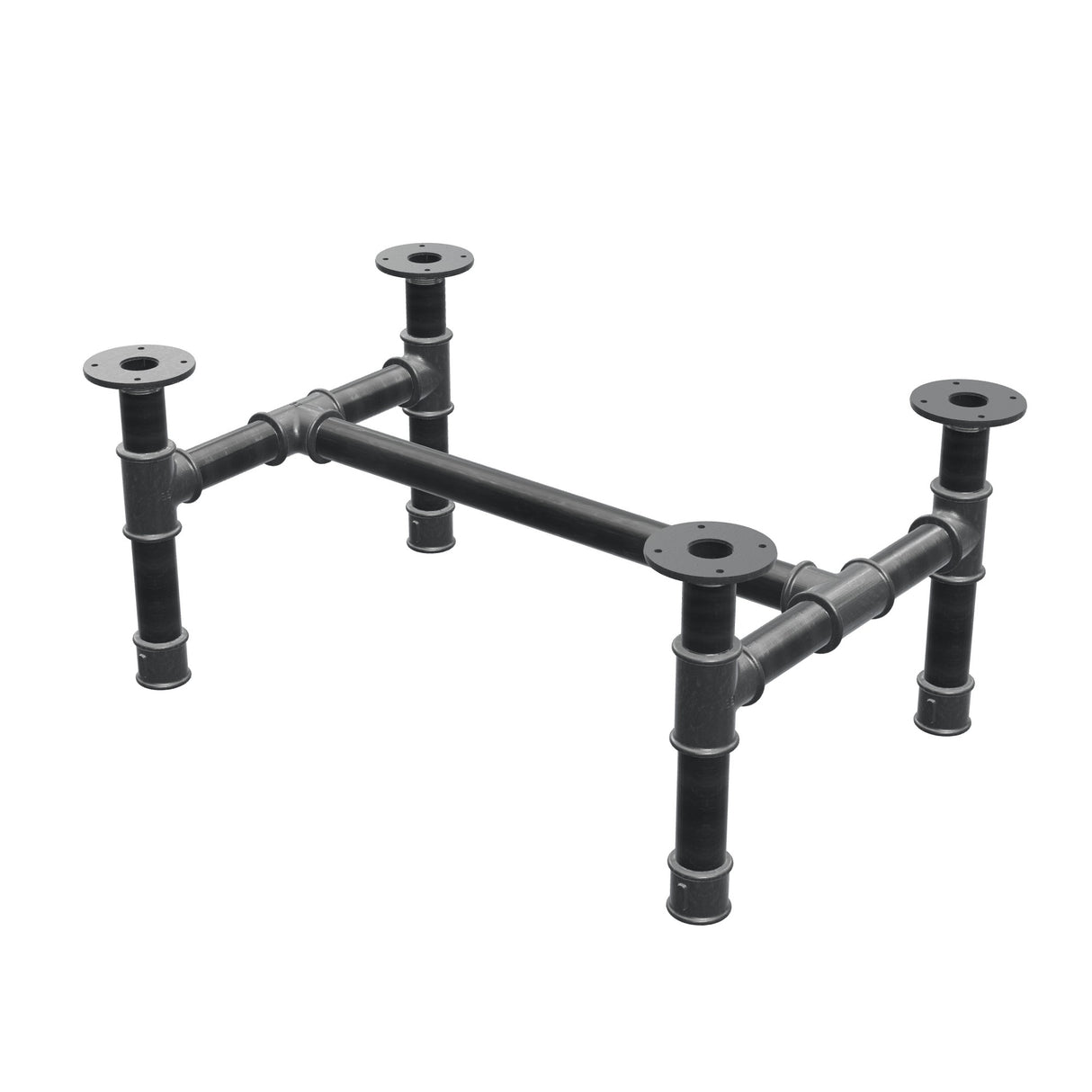 Base de mesa de centro, estructura en H, hierro fundido y acero Ø 42 mm, 76 × 51 cm, altura 34 cm