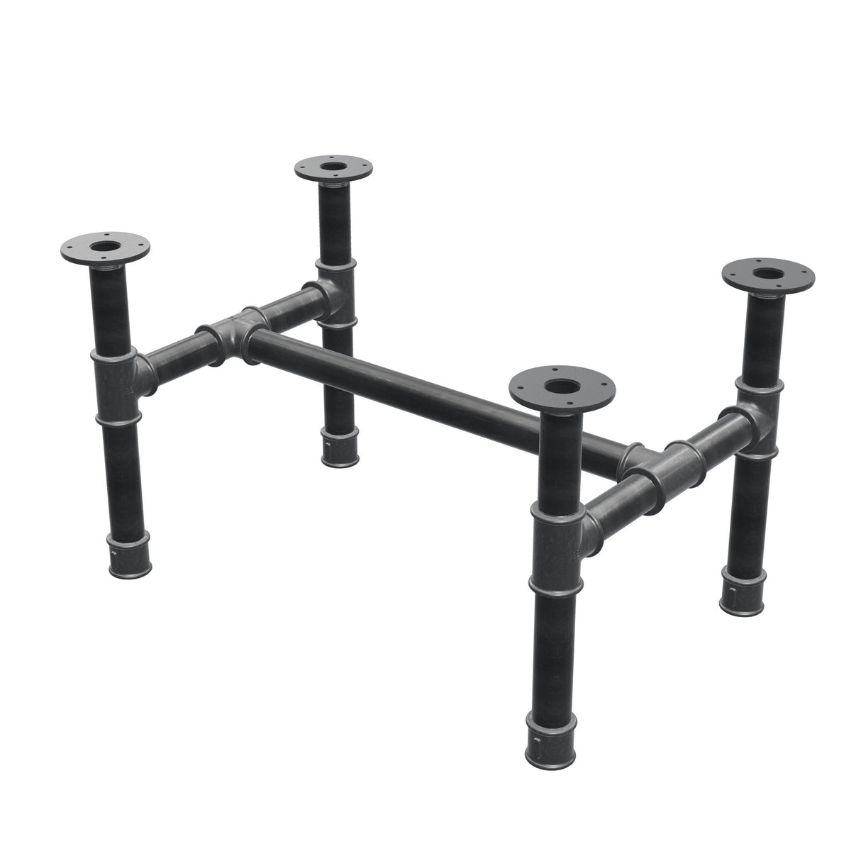 Base de mesa de centro, estructura en H, hierro fundido y acero Ø 42 mm, 76 × 51 cm, altura 44 cm