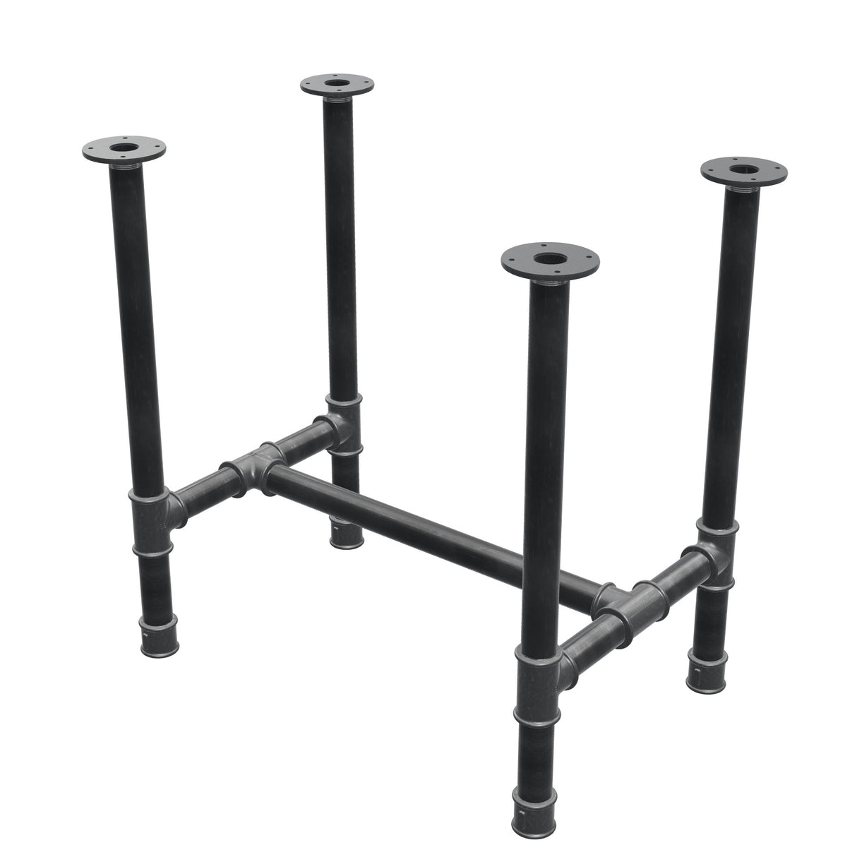Base de mesa de comedor, estructura en H, hierro fundido y acero Ø 42 mm, 76 × 51 cm, altura 74 cm