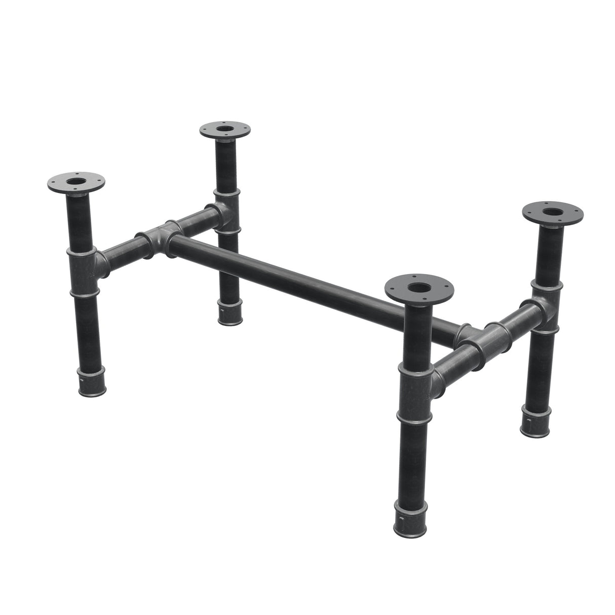 Base de mesa de centro, estructura en H, hierro fundido y acero Ø 42 mm, 86 × 51 cm, altura 44 cm