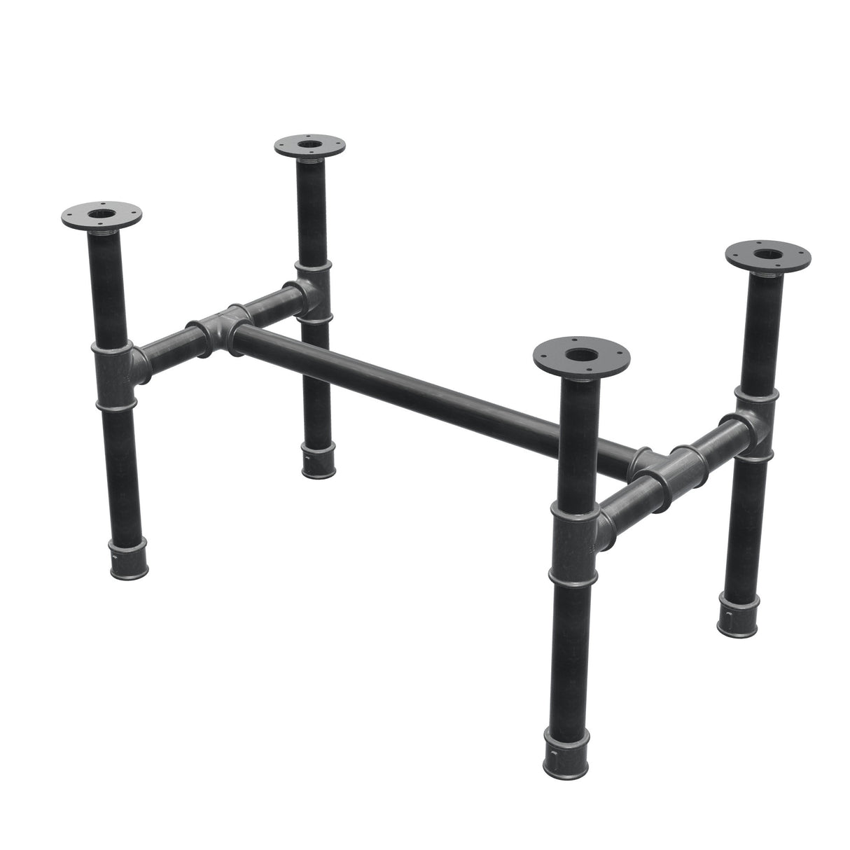 Base de mesa de centro, estructura en H, hierro fundido y acero Ø 42 mm, 86 × 51 cm, altura 54 cm