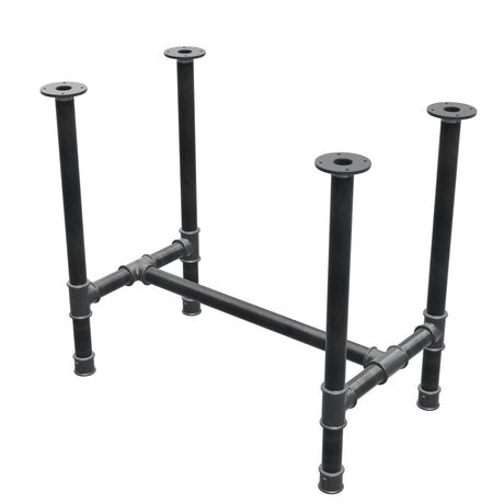 Base de mesa de comedor, estructura en H, hierro fundido y acero Ø 42 mm, 86 × 51 cm, altura 74 cm