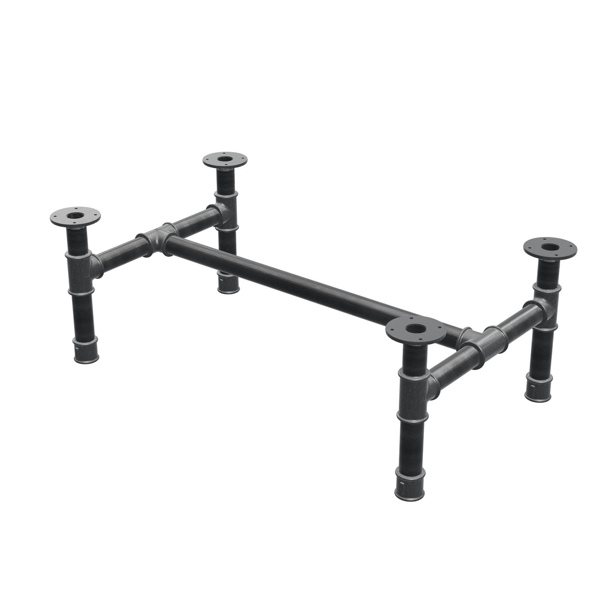 Base de mesa de centro, estructura en H, hierro fundido y acero Ø 42 mm, 96 × 57 cm, altura 34 cm