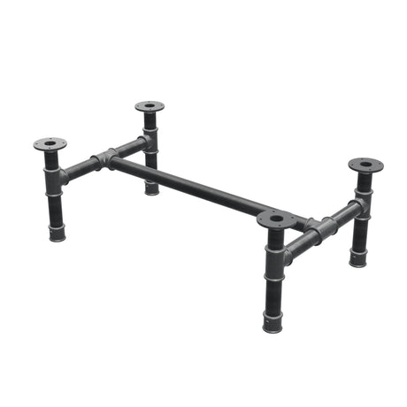 Base de mesa de centro, estructura en H, hierro fundido y acero Ø 42 mm, 96 × 57 cm, altura 34 cm