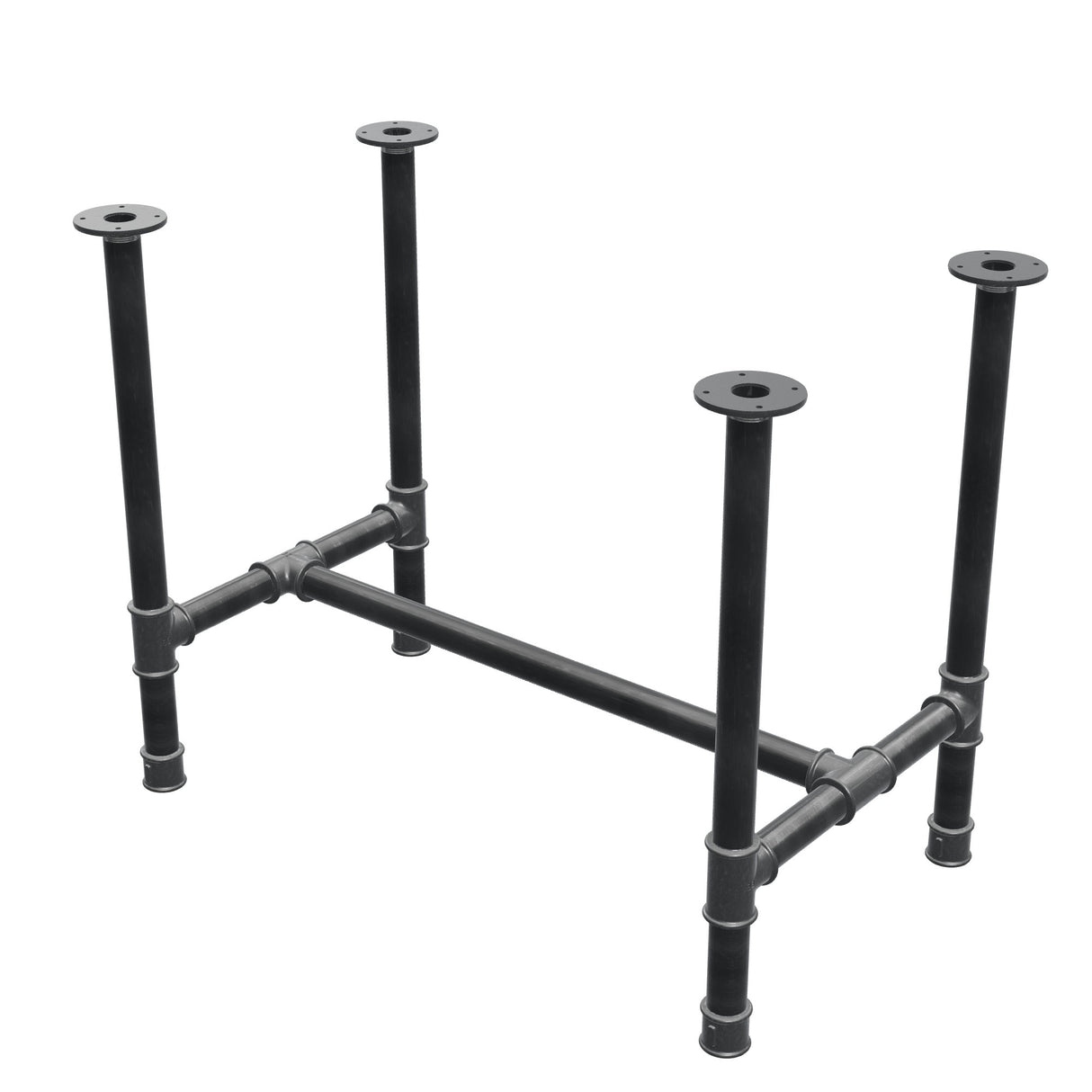 Base de mesa de comedor, estructura en H, hierro fundido y acero Ø 42 mm, 96 × 57 cm, altura 74 cm