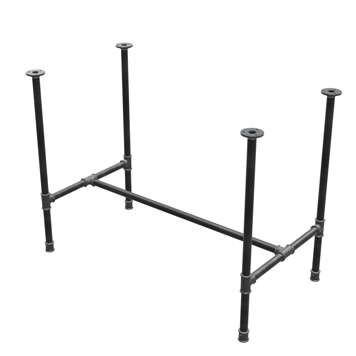 Base de mesa de comedor, estructura en H, hierro fundido y acero Ø 27 mm, 101 × 55 cm, altura 74 cm