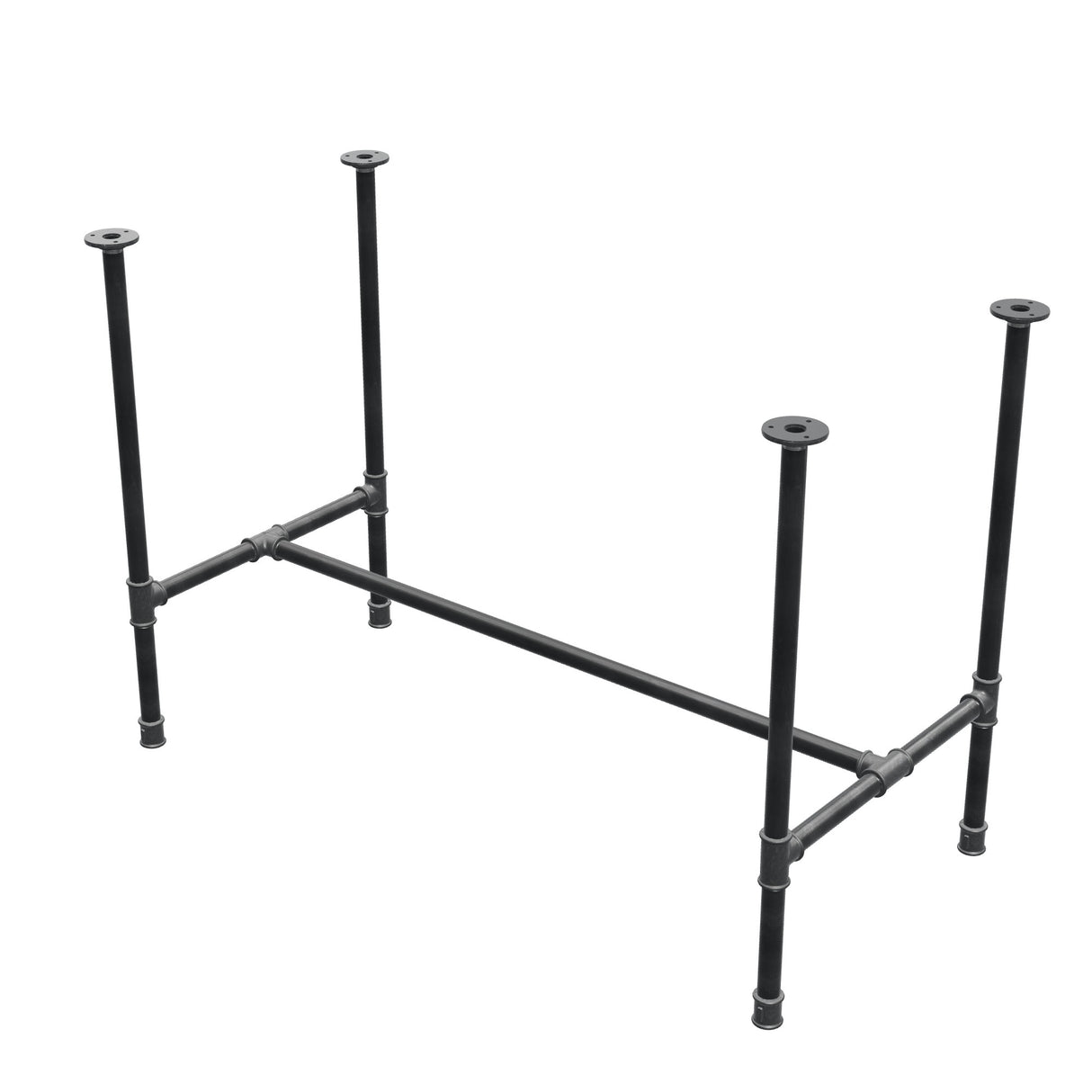 Base de mesa de comedor, estructura en H, hierro fundido y acero Ø 27 mm, 111 × 55 cm, altura 74 cm