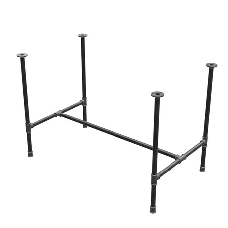 Base de mesa de comedor, estructura en H, hierro fundido y acero Ø 27 mm, 111 × 65 cm, altura 74 cm