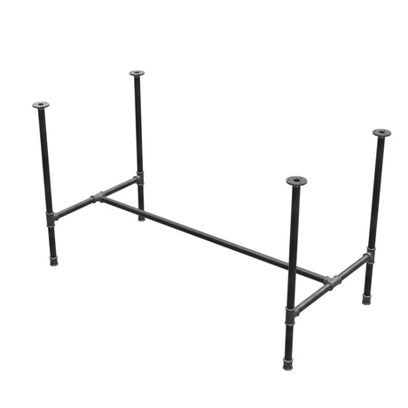 Base de mesa de comedor, estructura en H, hierro fundido y acero Ø 27 mm, 131 × 65 cm, altura 74 cm