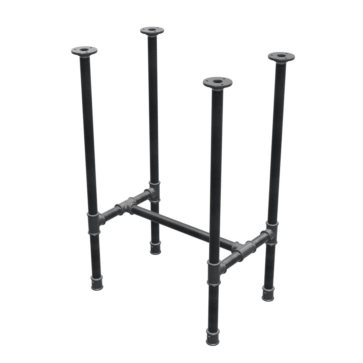 Base de mesa de comedor, estructura en H, hierro fundido y acero Ø 27 mm, 51 × 35 cm, altura 74 cm