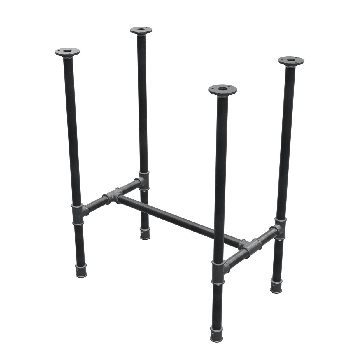 Base de mesa de comedor, estructura en H, hierro fundido y acero Ø 27 mm, 61 × 39 cm, altura 74 cm
