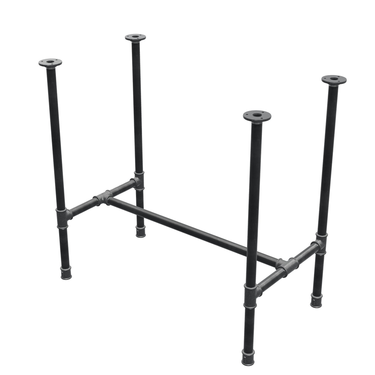 Base de mesa de comedor, estructura en H, hierro fundido y acero Ø 27 mm, 81 × 45 cm, altura 74 cm