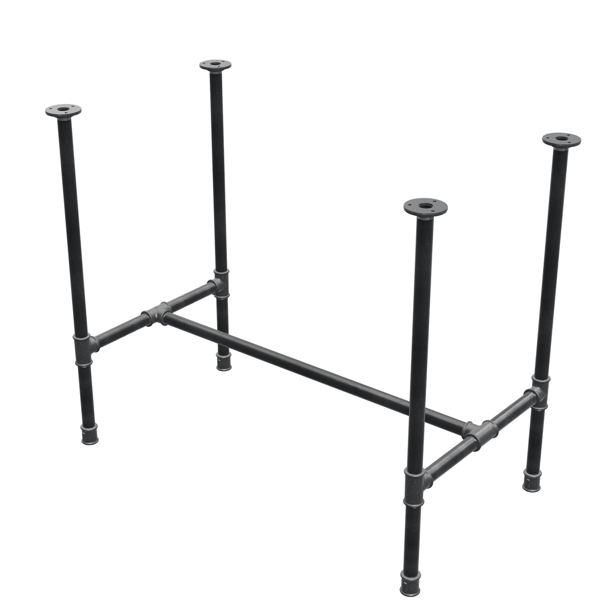 Base de mesa de comedor, estructura en H, hierro fundido y acero Ø 27 mm, 91 × 51 cm, altura 74 cm