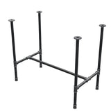 Base de mesa de comedor, estructura en H, hierro fundido y acero Ø 27 mm, 91 × 51 cm, altura 74 cm