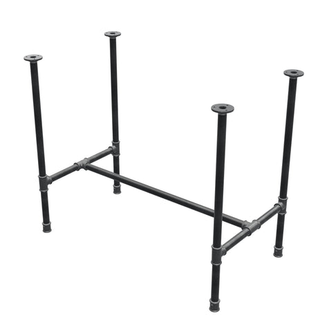 Base de mesa de comedor, estructura en H, hierro fundido y acero Ø 27 mm, 91 × 51 cm, altura 74 cm