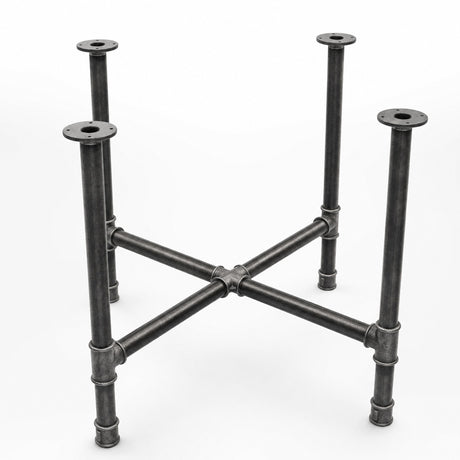 Base de mesa de comedor, hierro fundido y acero barnizado, cruz Ø 42 mm, vista de tres cuartos en estudio