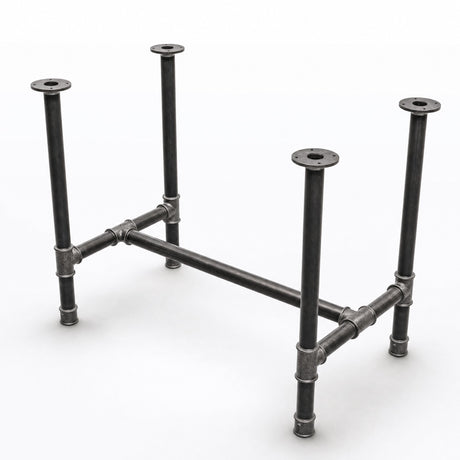 Base de mesa de comedor, hierro fundido y acero barnizado, en H Ø 42 mm, vista de tres cuartos en estudio