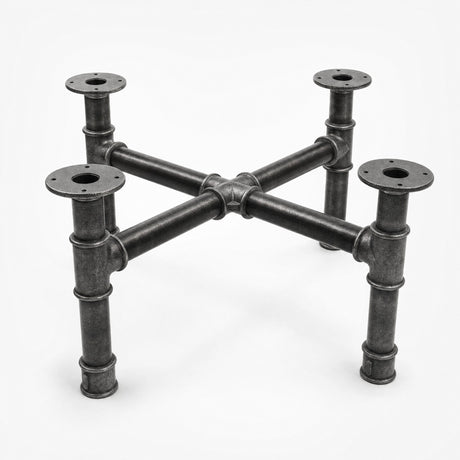 Base de mesa de centro, hierro fundido y acero barnizado, cruz Ø 42 mm, vista de tres cuartos en estudio