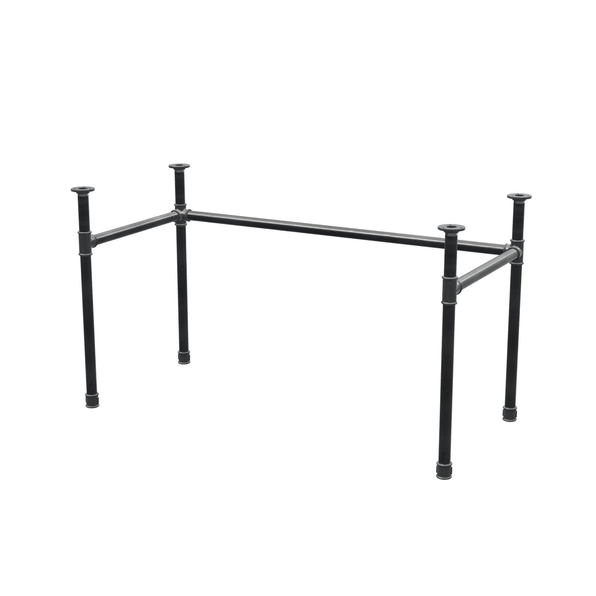Base de escritorio, estructura en U, hierro fundido y acero Ø 34 mm, 132 × 62 cm, altura 72 cm