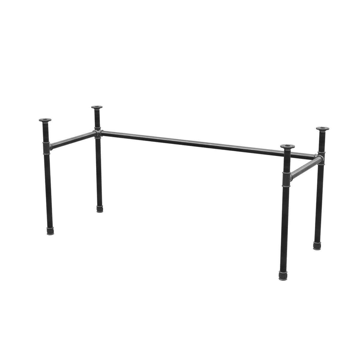 Base de escritorio, estructura en U, hierro fundido y acero Ø 34 mm, 162 × 62 cm, altura 72 cm