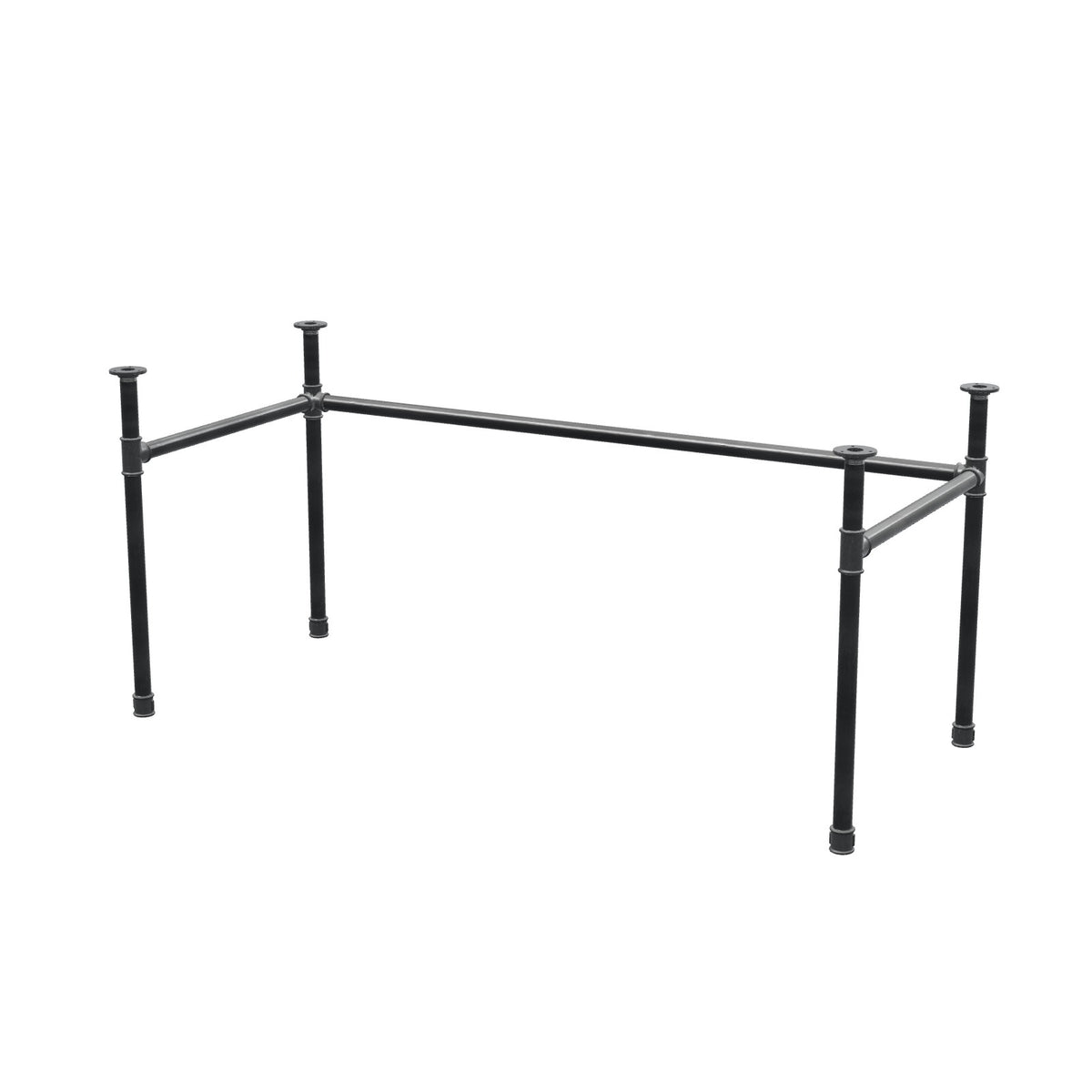 Base de escritorio, estructura en U, hierro fundido y acero Ø 34 mm, 162 × 72 cm, altura 72 cm