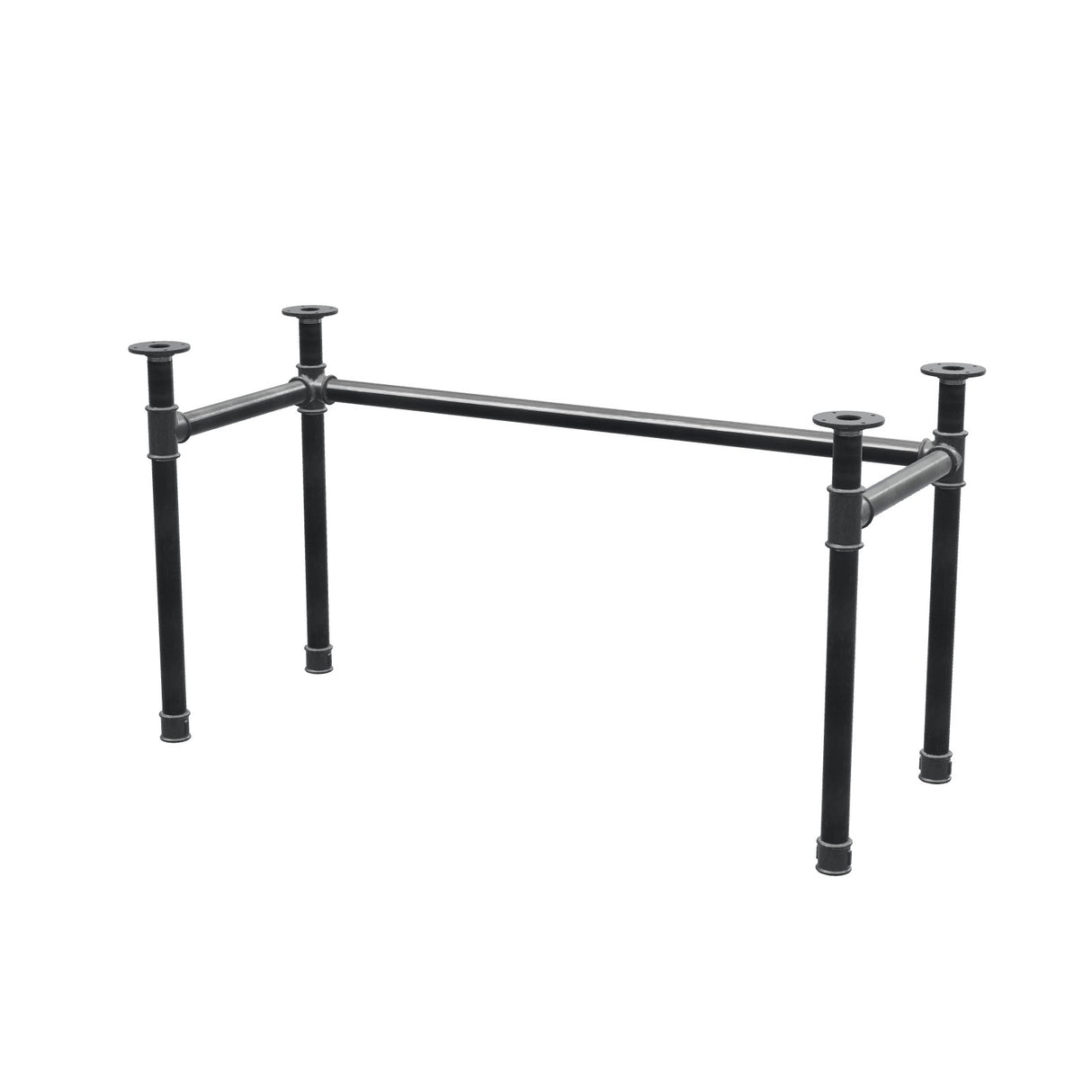 Base de escritorio, estructura en U, hierro fundido y acero Ø 42 mm, 136 × 56 cm, altura 70 cm