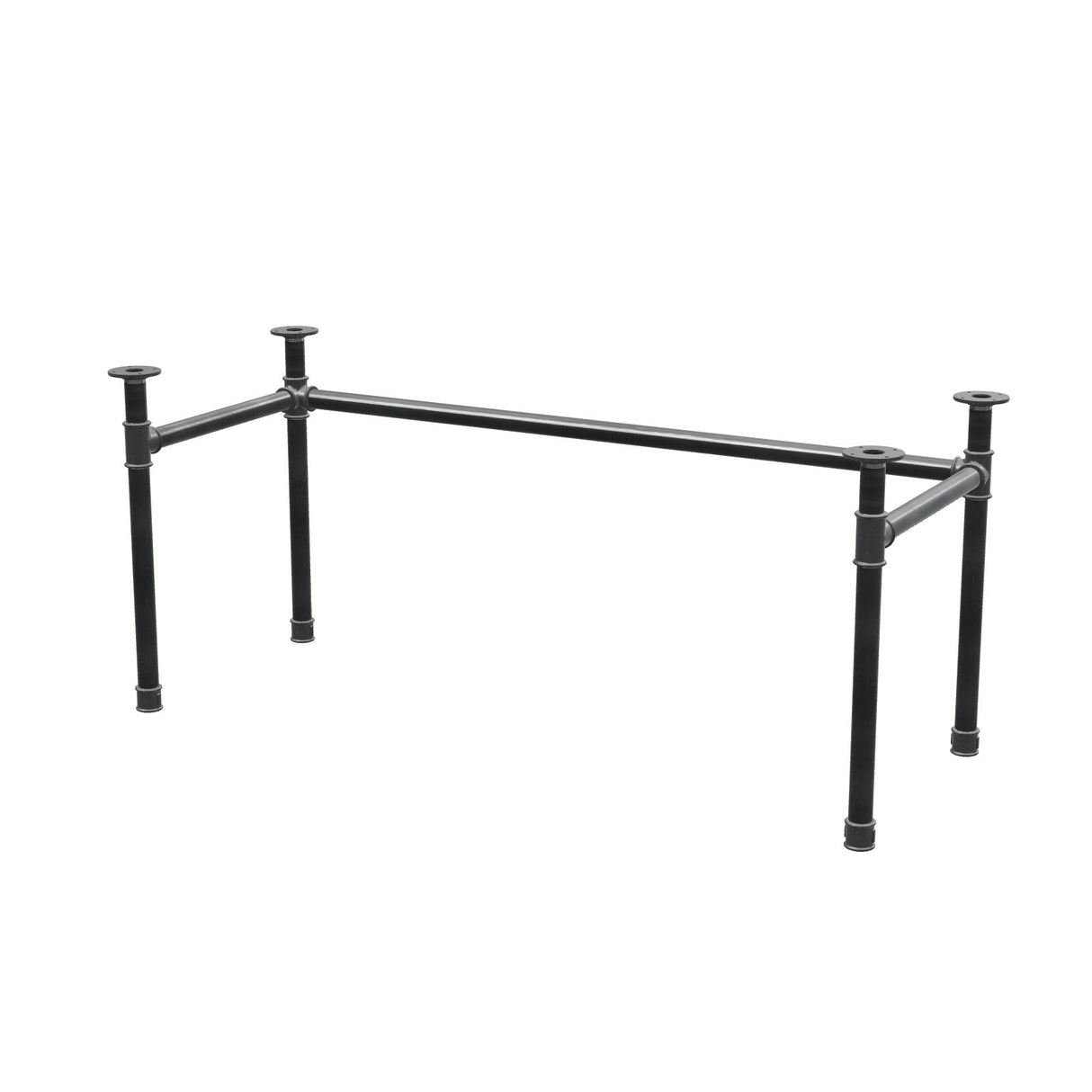 Base de escritorio, estructura en U, hierro fundido y acero Ø 42 mm, 166 × 66 cm, altura 70 cm
