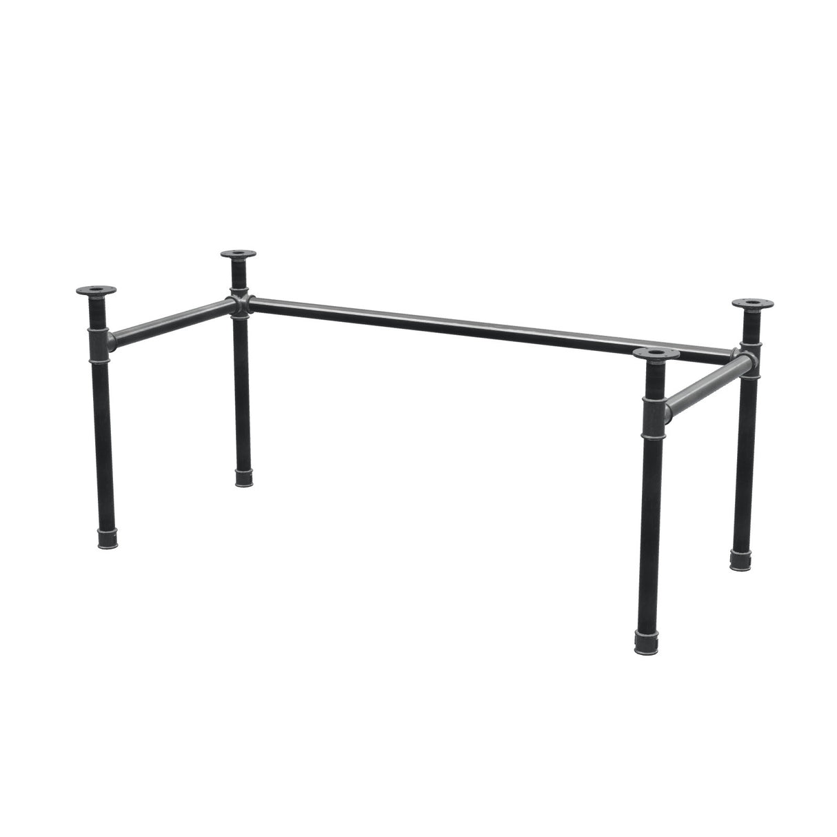 Base de escritorio, estructura en U, hierro fundido y acero Ø 42 mm, 166 × 76 cm, altura 70 cm