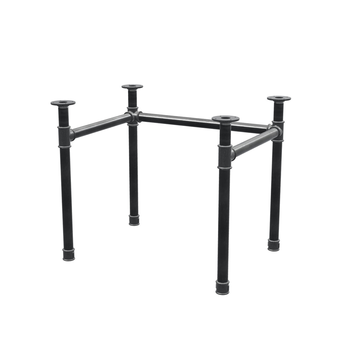 Base de escritorio, estructura en U, hierro fundido y acero Ø 42 mm, 86 × 66 cm, altura 70 cm