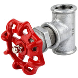 Racor estilo válvula de 3/4'' con volante rojo de 72 mm, tuerca de acero inoxidable, racor de hierro fundido galvanizado