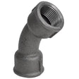 accesorio codo curvo de 45° para fontanería de hierro fundido negro
