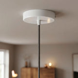 Florón cilíndrico de metal, Ø 120 mm — Cónico de termoplástico / Blanco brillante