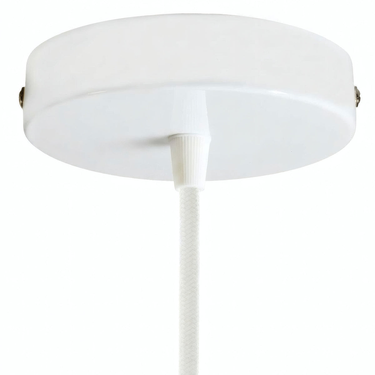 Florón cilíndrico de metal, Ø 120 mm — Cónico de termoplástico / Blanco brillante
