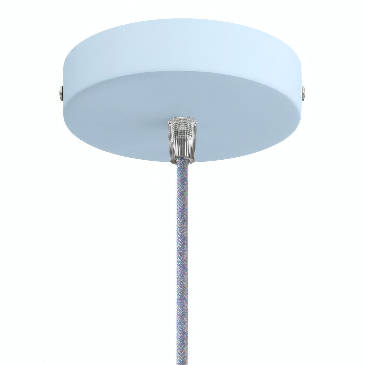Florón cilíndrico de metal, Ø 120 mm — Cónico de termoplástico / Azul cielo