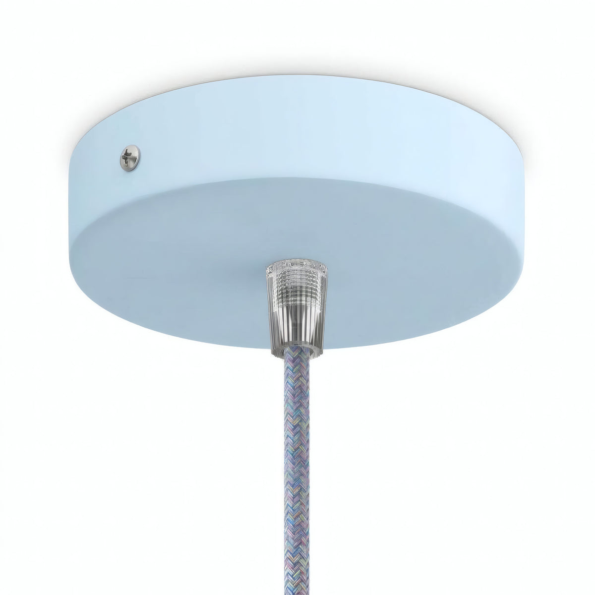 Florón cilíndrico de metal, Ø 120 mm — Cónico de termoplástico / Azul cielo