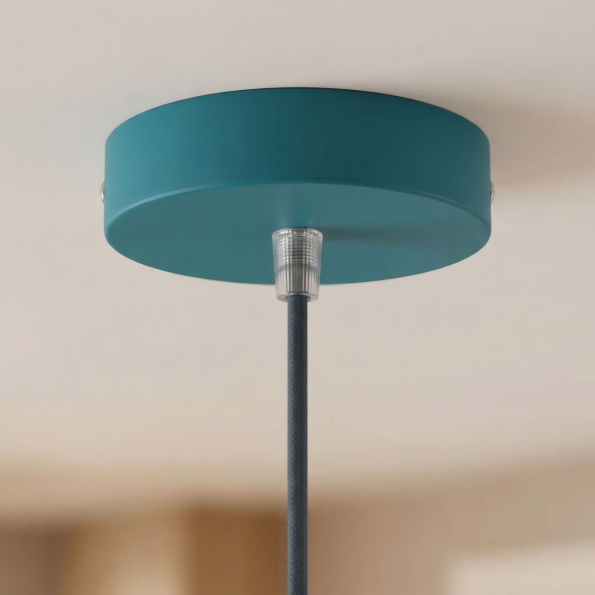 Florón cilíndrico de metal, Ø 120 mm — Cónico de termoplástico / Azul petróleo