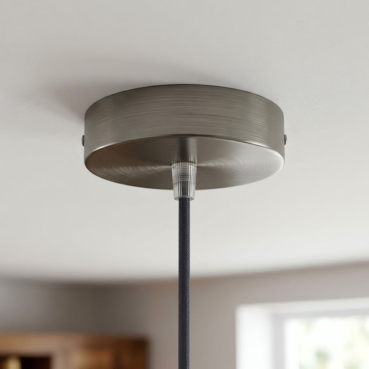 Florón cilíndrico de metal, Ø 120 mm — Cónico de termoplástico / Titanio satinado