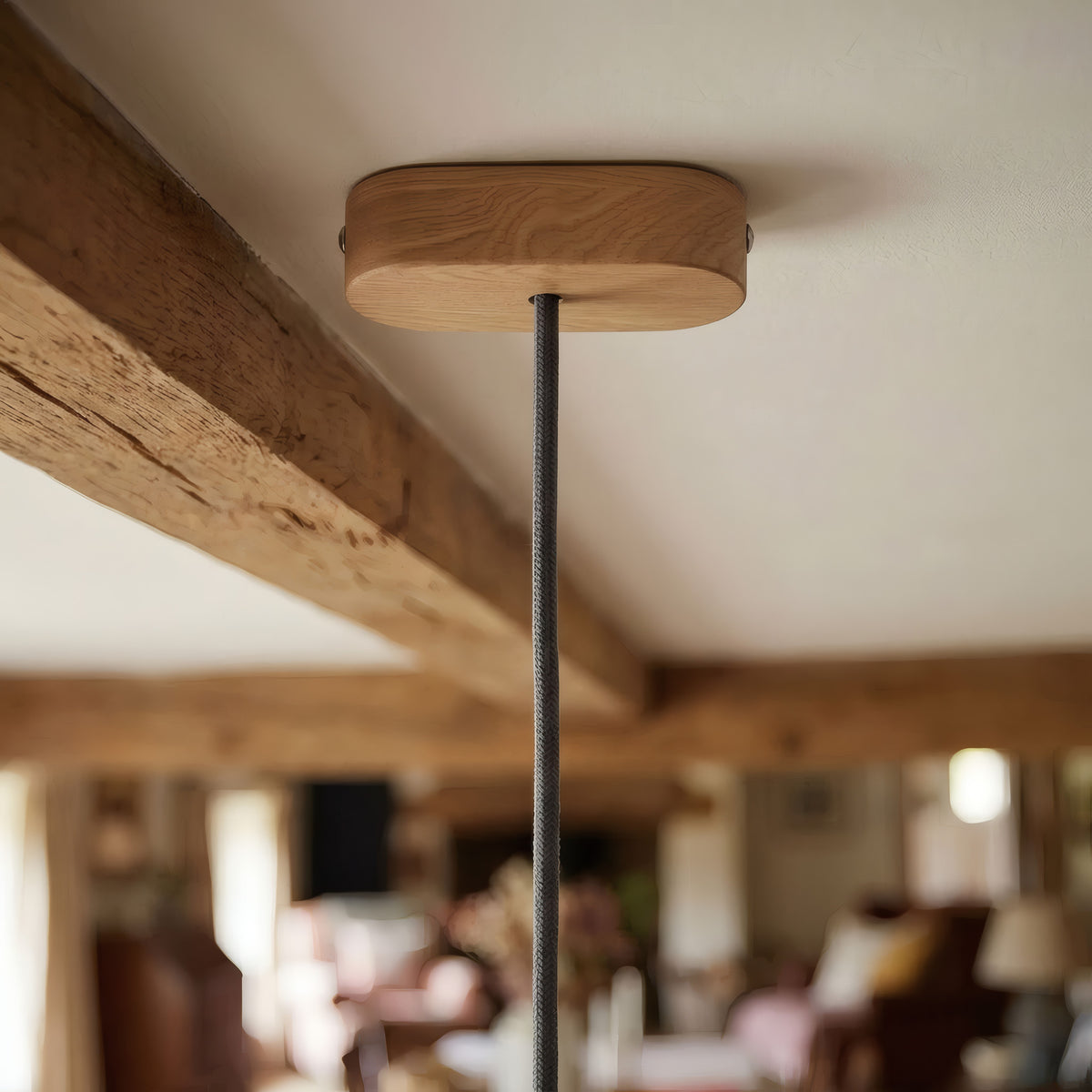 Florón ovalado de madera, 120 × 51 mm — Natural