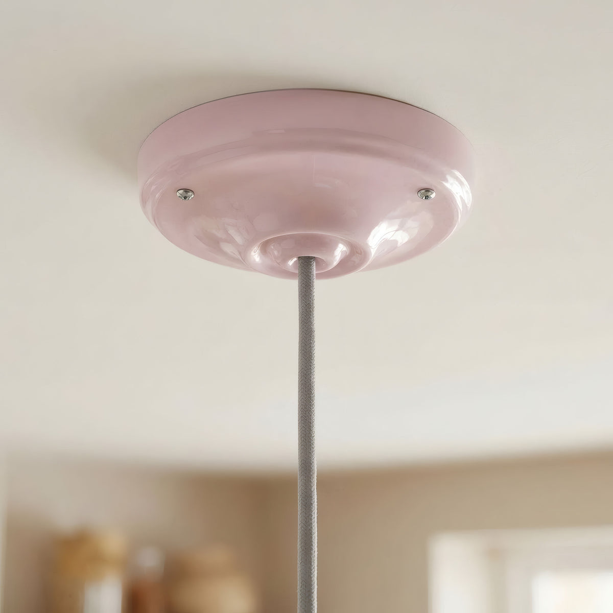 Florón de porcelana con kit de fijación, Ø 105 mm — Rosa antiguo