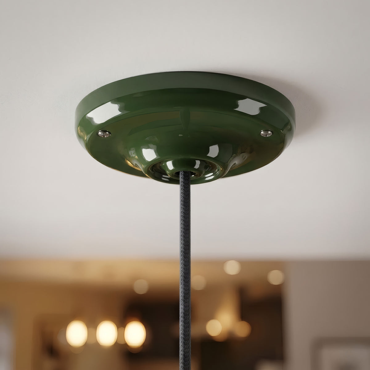 Florón de porcelana con kit de fijación, Ø 105 mm — Verde