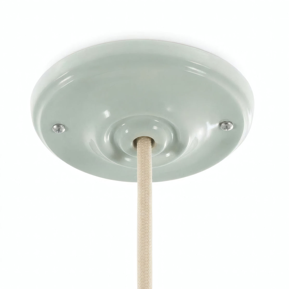 Florón de porcelana con kit de fijación, Ø 105 mm — Verde salvia