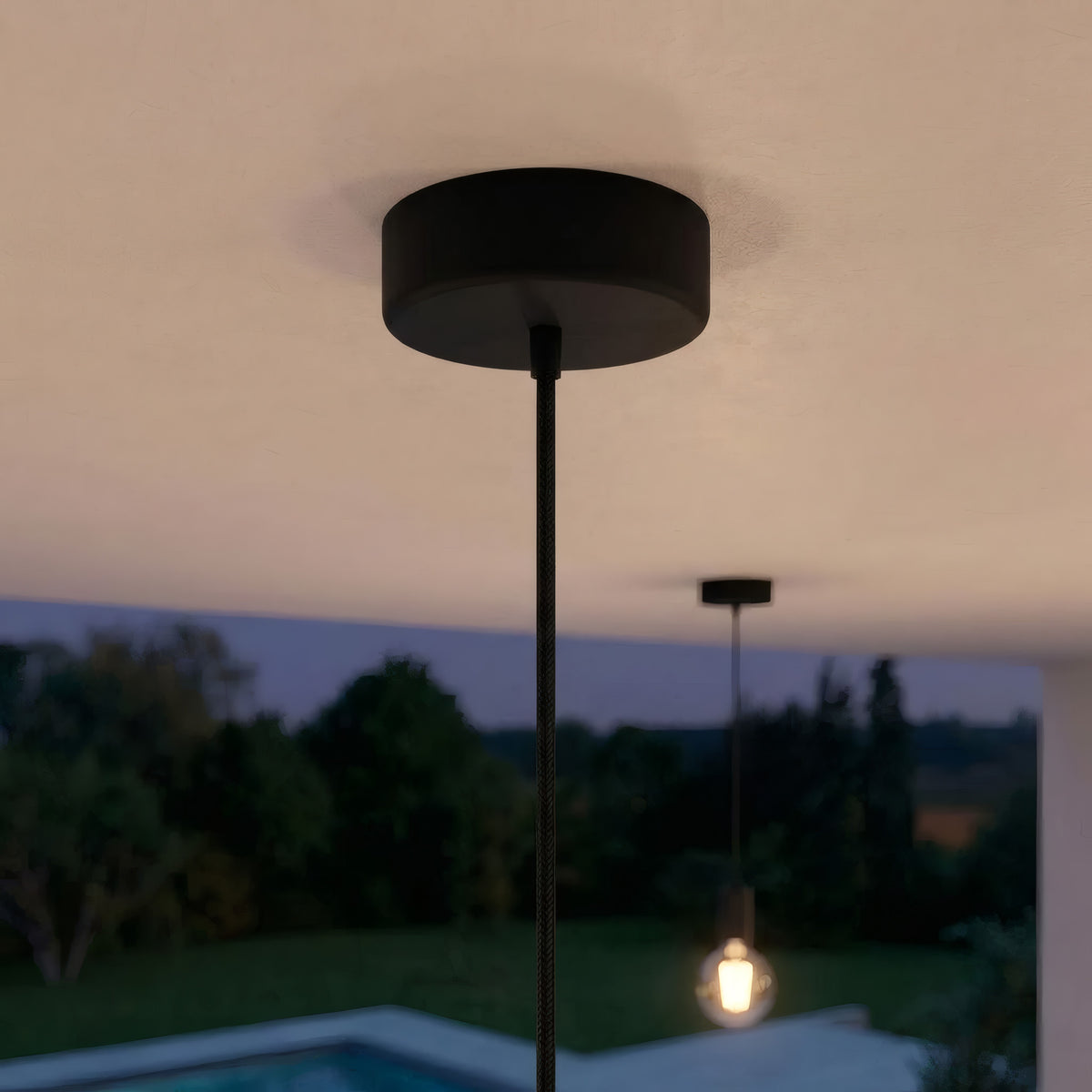 Florón de silicona de exterior IP65, Ø 125 mm — Negro