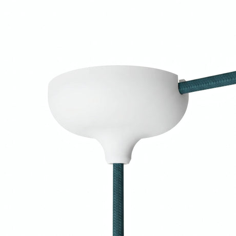 Florón de silicona Ø 88 mm, orificio central, salida lateral — Blanco